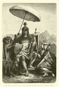Inca et Coya (empereur et impératrice), assistés de leur Ccumillu, ou nain difforme - Edouard Riou